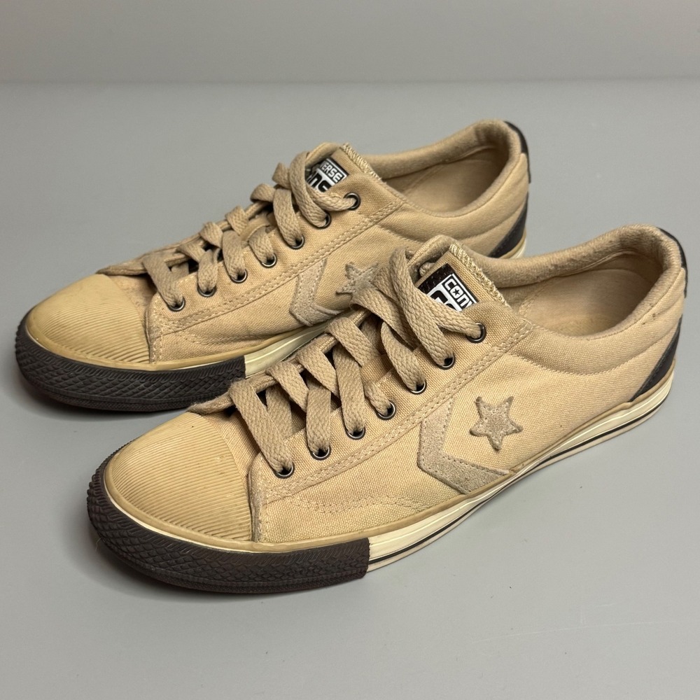 Vtg Converse Star Player Low Top Tan Brown Sneakers M 9 W 10.5 EU 42.5 Korea 80s